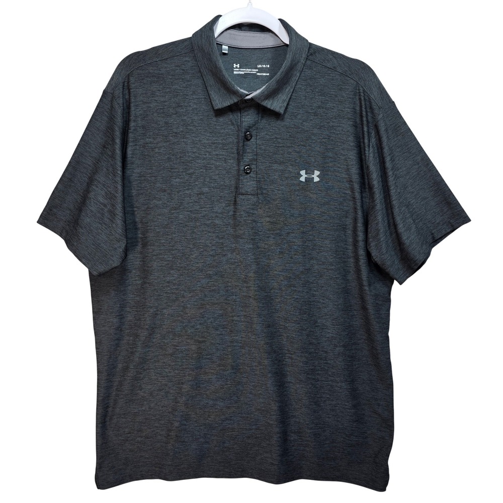 Under Armour Polo Shirt Mens Large Heat Gear Golf Activewear Gray Heather Loose